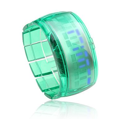 unisex led azul digital de plástico pulseira relógio banda (
