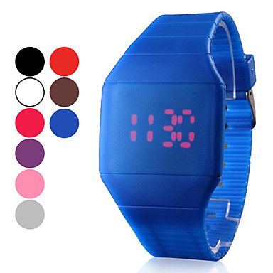 unisex Digital LED vermelho quadrado de borracha da banda re