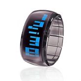 Relógio Azul Futurista LED - Preto