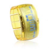 unisex led azul digital de plástico banda pulseira amarela